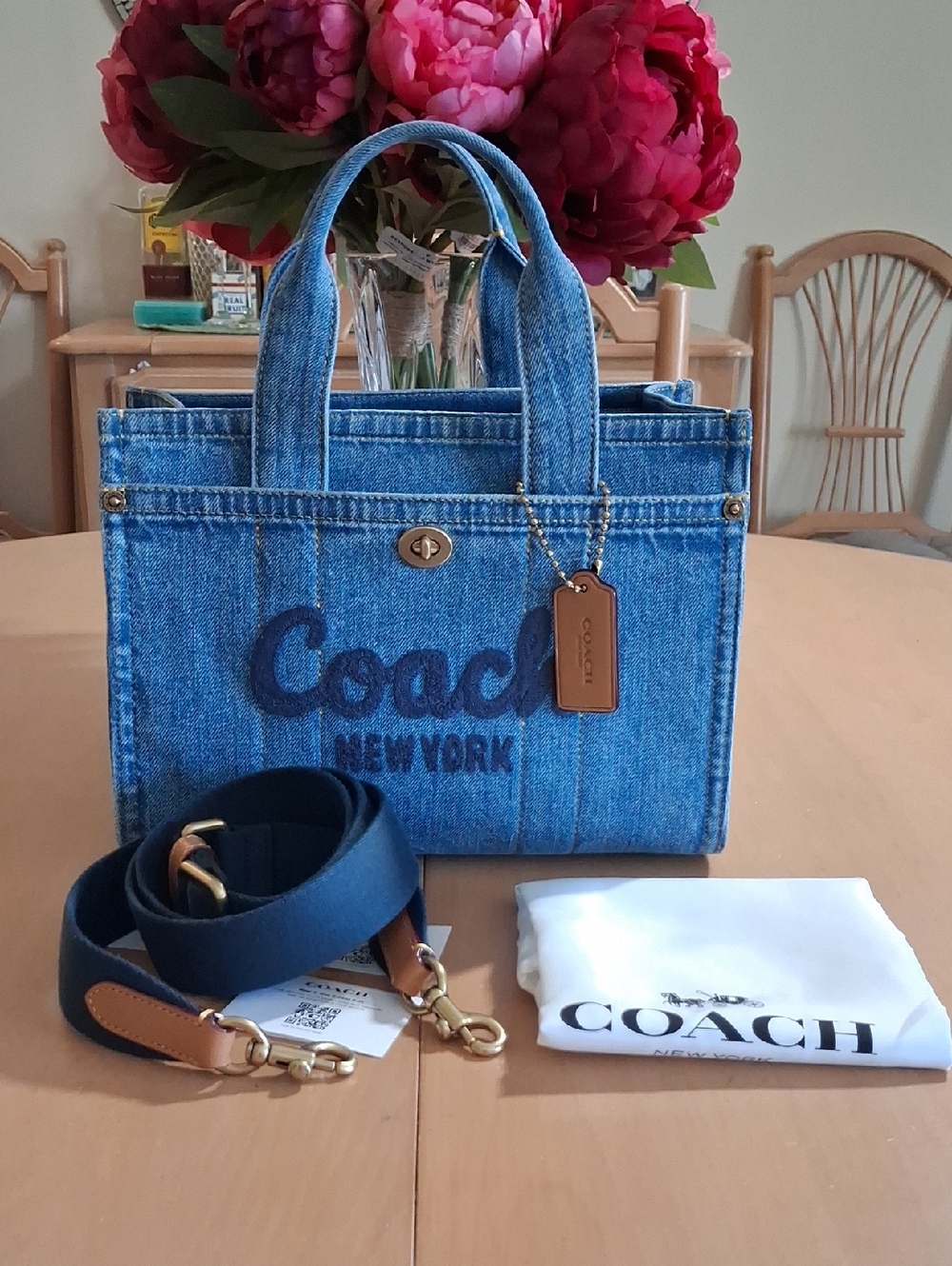 Coach Cargo Tote 26 in Denim with Shoulder/Crossbody Strap